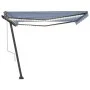 Toldo automático LED sensor de viento azul y blanco 400x300 cm by vidaXL, Awnings - Ref: Foro24-3069751, Price: 693,50 €, Dis...