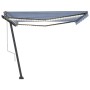 Toldo automático LED sensor de viento azul y blanco 400x300 cm by vidaXL, Awnings - Ref: Foro24-3069751, Price: 706,12 €, Dis...