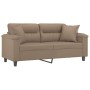 Sofá de 2 plazas con cojines cuero sintético capuchino 140 cm by , Sofas - Ref: Foro24-3200992, Price: 250,29 €, Discount: %
