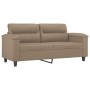 Sofá de 2 plazas con cojines cuero sintético capuchino 140 cm by , Sofas - Ref: Foro24-3200992, Price: 250,29 €, Discount: %