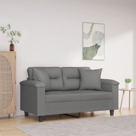 Sofá de 2 plazas con cojines tela microfibra gris oscuro 120 cm de , Sofás - Ref: Foro24-3200967, Precio: 261,46 €