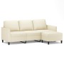 Sofá de 3 plazas con taburete cuero sintético crema 180 cm by , Sofas - Ref: Foro24-3201123, Price: 281,16 €, Discount: %