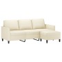 Sofá de 3 plazas con taburete cuero sintético crema 180 cm by , Sofas - Ref: Foro24-3201123, Price: 281,16 €, Discount: %