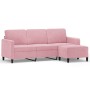 Sofá de 3 plazas con taburete de terciopelo rosa180 cm by , Sofas - Ref: Foro24-3201177, Price: 356,36 €, Discount: %