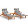 Tumbonas con mesa y cojines 2 uds madera maciza de acacia by , Loungers - Ref: Foro24-3077359, Price: 401,43 €, Discount: %