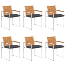 Sillas de jardín y cojines 6 unidades madera maciza de acacia by , Garden chairs - Ref: Foro24-3078512, Price: 711,27 €, Disc...