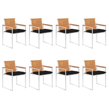 Sillas de jardín y cojines 8 unidades madera maciza de acacia by , Garden chairs - Ref: Foro24-3078546, Price: 945,94 €, Disc...