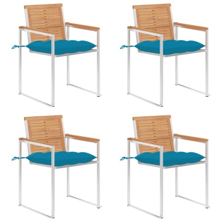 Sillas de jardín 4 unidades con cojines madera maciza teca von , Gartenstühle - Ref: Foro24-3078573, Preis: 547,65 €, Rabatt: %