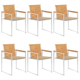 Sillas de jardín y cojines 6 unidades madera maciza de acacia by , Garden chairs - Ref: Foro24-3078584, Price: 833,74 €, Disc...