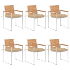 Sillas de jardín y cojines 6 unidades madera maciza de acacia by , Garden chairs - Ref: Foro24-3078599, Price: 832,13 €, Disc...