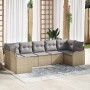 Conjunto de sofá de jardín con cojín 7 pcs Beige Poliratán