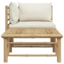 Set de muebles de jardín 2 piezas bambú y cojines blanco crema