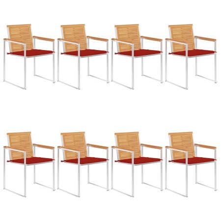 Sillas de jardín y cojines 8 unidades madera maciza de acacia by , Garden chairs - Ref: Foro24-3078614, Price: 1,00 €, Discou...