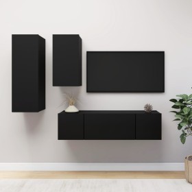 Set de muebles de salón TV 4 piezas madera ingeniería negro von , TV-Möbel - Ref: Foro24-3078836, Preis: 140,30 €, Rabatt: %