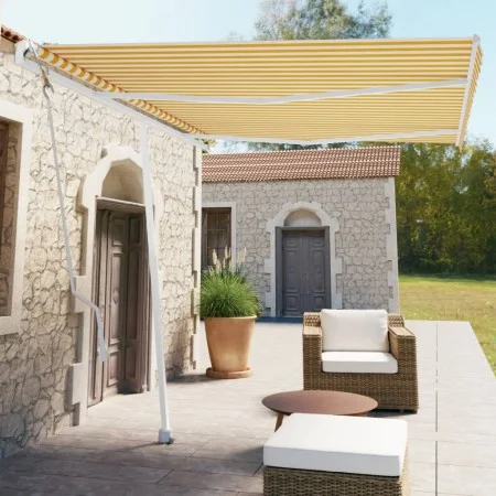 Automatic yellow and white freestanding awning 350x250 cm by vidaXL, Awnings - Ref: Foro24-3069528, Price: 437,03 €, Discount: %