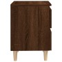 Mesita de noche patas de madera maciza roble ahumado 40x35x50cm by , Nightstands - Ref: Foro24-813126, Price: 43,92 €, Discou...