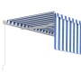 Toldo retráctil manual con persiana azul y blanco 4x3 m