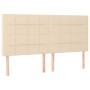 Cama box spring con colchón tela color crema 160x200 cm