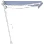 Automatic awning LED wind sensor blue and white 350x250 cm by vidaXL, Awnings - Ref: Foro24-3069531, Price: 590,67 €, Discoun...