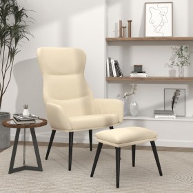Sillón de relax con reposapiés de tela color crema by , Armchairs - Ref: Foro24-3097431, Price: 122,45 €, Discount: %