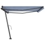 Toldo de pie manual retráctil azul y blanco 400x350 cm