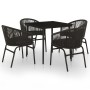 Juego de comedor para jardín 5 piezas negro