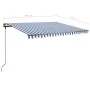 Toldo de pie manual retráctil azul y blanco 400x350 cm de vidaXL, Toldos - Ref: Foro24-3069816, Precio: 454,68 €, Descuento: %