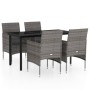Juego de comedor para jardín 5 piezas con cojines gris y negro by , Garden sets - Ref: Foro24-3099289, Price: 339,65 €, Disco...