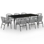 Juego de comedor de jardín 9 piezas ratán sintético gris von , Gartensets - Ref: Foro24-3099256, Preis: 855,18 €, Rabatt: %