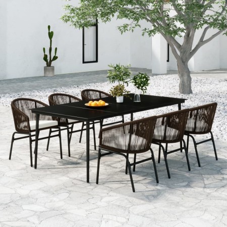 Juego de comedor de jardín 7 piezas marrón by , Garden sets - Ref: Foro24-3099249, Price: 864,56 €, Discount: %