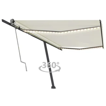 Automatic awning with LED and wind sensor cream 500x300 cm by vidaXL, Awnings - Ref: Foro24-3069792, Price: 754,66 €, Discoun...