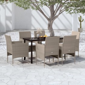 Juego de comedor de jardín 7 piezas con cojines beige y negro von , Gartensets - Ref: Foro24-3099296, Preis: 511,68 €, Rabatt: %