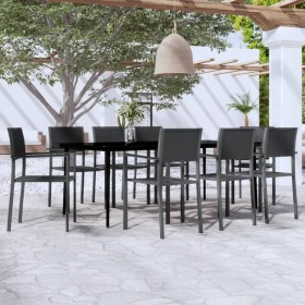Juego de comedor para jardín 9 piezas negro de , Conjuntos de jardín - Ref: Foro24-3099280, Precio: 606,40 €