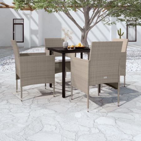 Juego de comedor de jardín 5 piezas con cojines beige y negro von , Gartensets - Ref: Foro24-3099294, Preis: 334,78 €, Rabatt: %