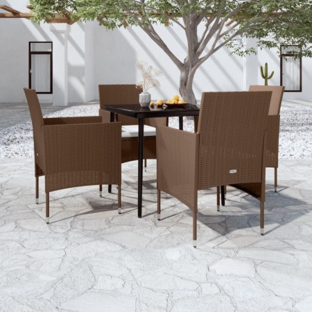 Juego de comedor de jardín 5 piezas con cojines marrón y negro von , Gartensets - Ref: Foro24-3099324, Preis: 347,85 €, Rabat...