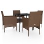 Juego de comedor de jardín 5 piezas con cojines marrón y negro von , Gartensets - Ref: Foro24-3099324, Preis: 347,85 €, Rabat...