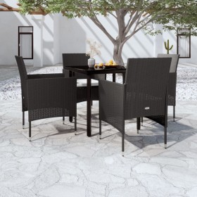 Juego de comedor de jardín 5 piezas con cojines negro by , Garden sets - Ref: Foro24-3099282, Price: 294,90 €, Discount: %