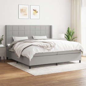 Cama box spring con colchón tela gris claro 200x200 cm Cama box spring con colchón tela gris claro 200x200 cm