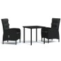Juego de comedor de jardín 3 piezas con cojines negro by , Garden sets - Ref: Foro24-3099353, Price: 323,86 €, Discount: %