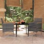 Juego de comedor de jardín 3 piezas con cojines gris y negro