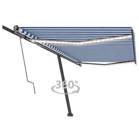 Automatische Markise LED-Windsensor blau und weiß 500x300 cm von vidaXL, Markisen - Ref: Foro24-3069791, Preis: 727,38 €, Rab...