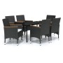 Juego de comedor de jardín 7 piezas con cojines negro von , Gartensets - Ref: Foro24-3099332, Preis: 440,16 €, Rabatt: %