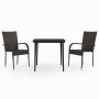 Juego de comedor de jardín 3 piezas marrón y negro by , Garden sets - Ref: Foro24-3099401, Price: 207,72 €, Discount: %