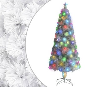 Árbol de Navidad artificial con LED blanco fibra óptica 240 cm