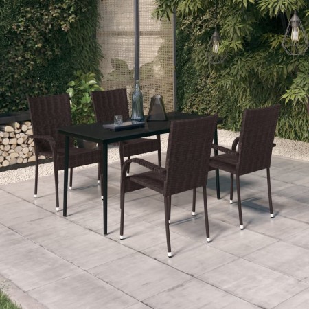 Juego de comedor de jardín 5 piezas con cojines marrón y negro von , Gartensets - Ref: Foro24-3099403, Preis: 318,38 €, Rabat...
