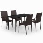Juego de comedor de jardín 5 piezas con cojines marrón y negro von , Gartensets - Ref: Foro24-3099403, Preis: 318,38 €, Rabat...