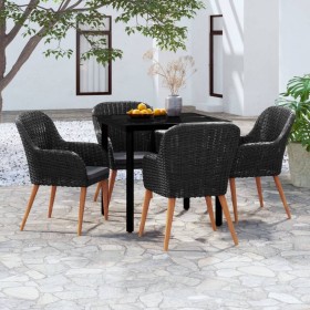Juego de comedor de jardín 5 piezas con cojines negro de , Conjuntos de jardín - Ref: Foro24-3099506, Precio: 490,00 €, Descu...