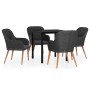 Juego de comedor de jardín 5 piezas con cojines negro von , Gartensets - Ref: Foro24-3099506, Preis: 490,00 €, Rabatt: %