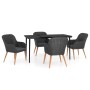 Juego de comedor de jardín 5 piezas con cojines negro von , Gartensets - Ref: Foro24-3099519, Preis: 534,83 €, Rabatt: %