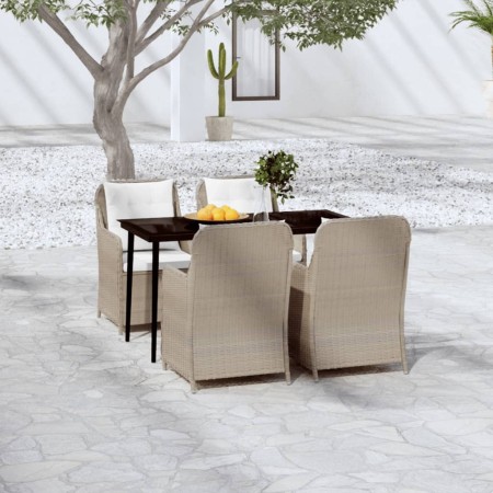 Juego de comedor de jardín 5 piezas con cojines marrón von , Gartensets - Ref: Foro24-3099567, Preis: 761,08 €, Rabatt: %